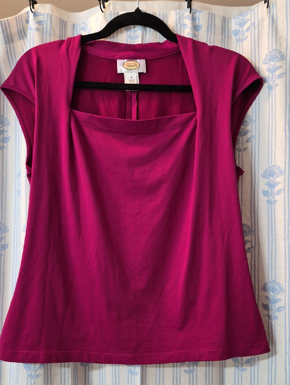 Talbots Magenta Stretch Cap-Sleeve Draped Neck Tank